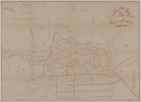217402 Plattegrond van de stad Utrecht, met opgave van de sterftecijfers van de cholera in de maanden mei, juni en juli 1866.